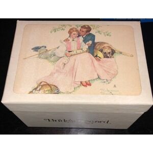 Vintage Norman Rockwell Brides Record Card Box And‎ paper Insert Ad